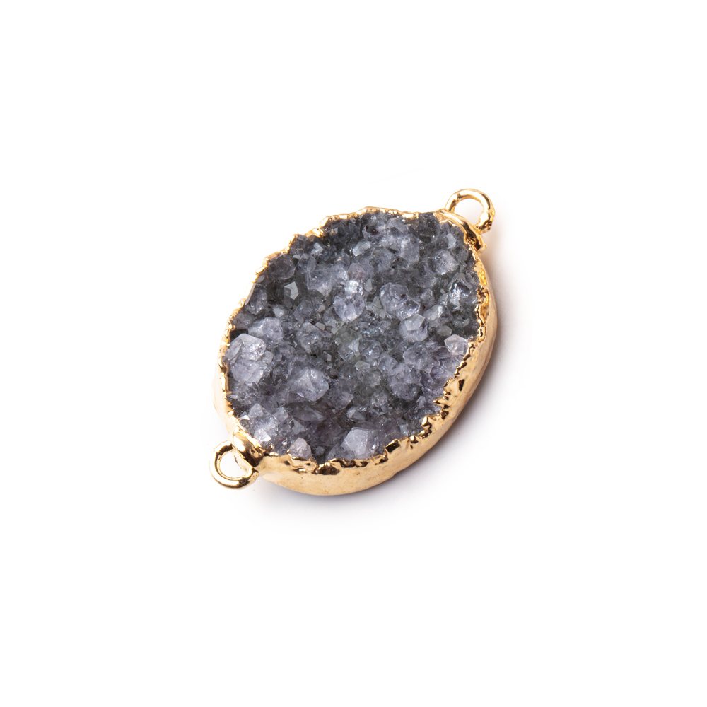 24x20x5mm Gold Leaf Smoke Grey Agate Drusy Free Shape Connector