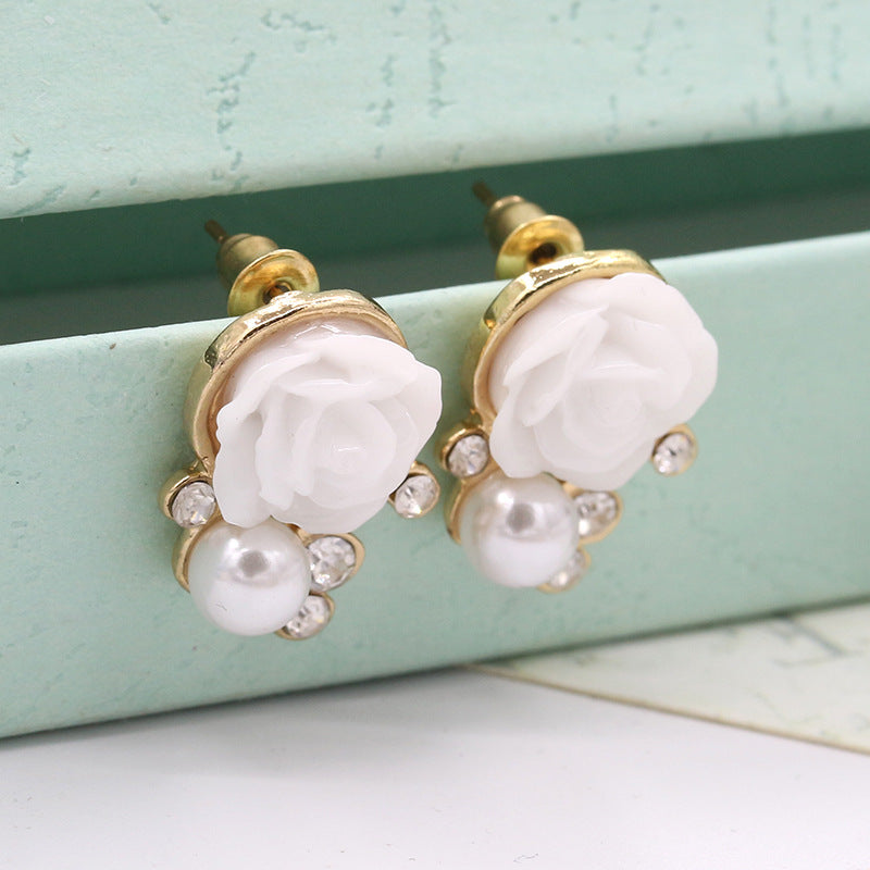 Korean Style Cute Pearl Flower Fashion Earrings