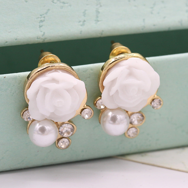 Korean Style Cute Pearl Flower Fashion Earrings