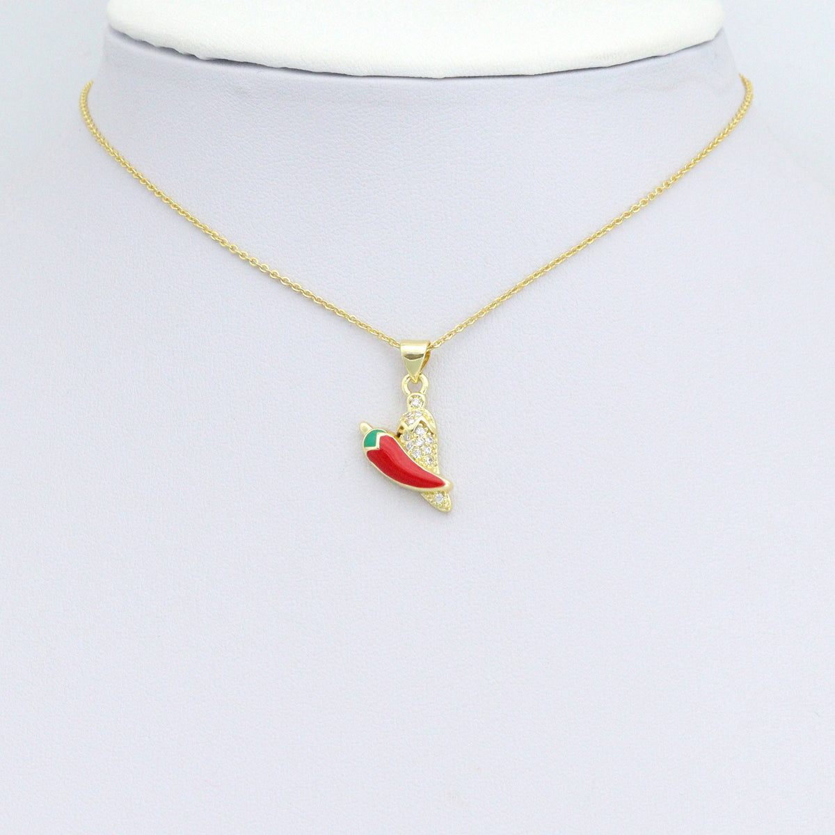 Clear CZ Red Chili Charm Pendant,Sku#LK1222