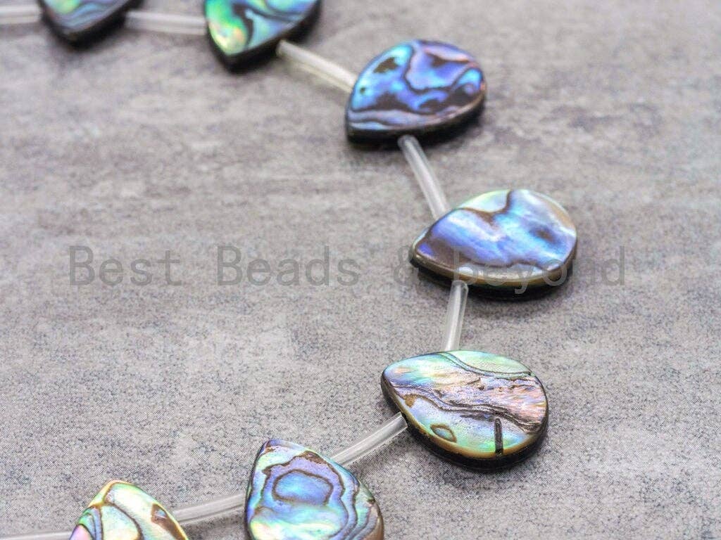Natural Abalone Teardrop Shape Shell Beads, Abalone drop shape beads, 12x16mm, 15.5" Full Strand, SKU#R4