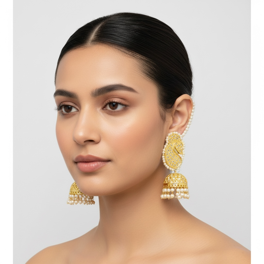 DER158 Samana kundan jhumka ( READY TO SHIP  )