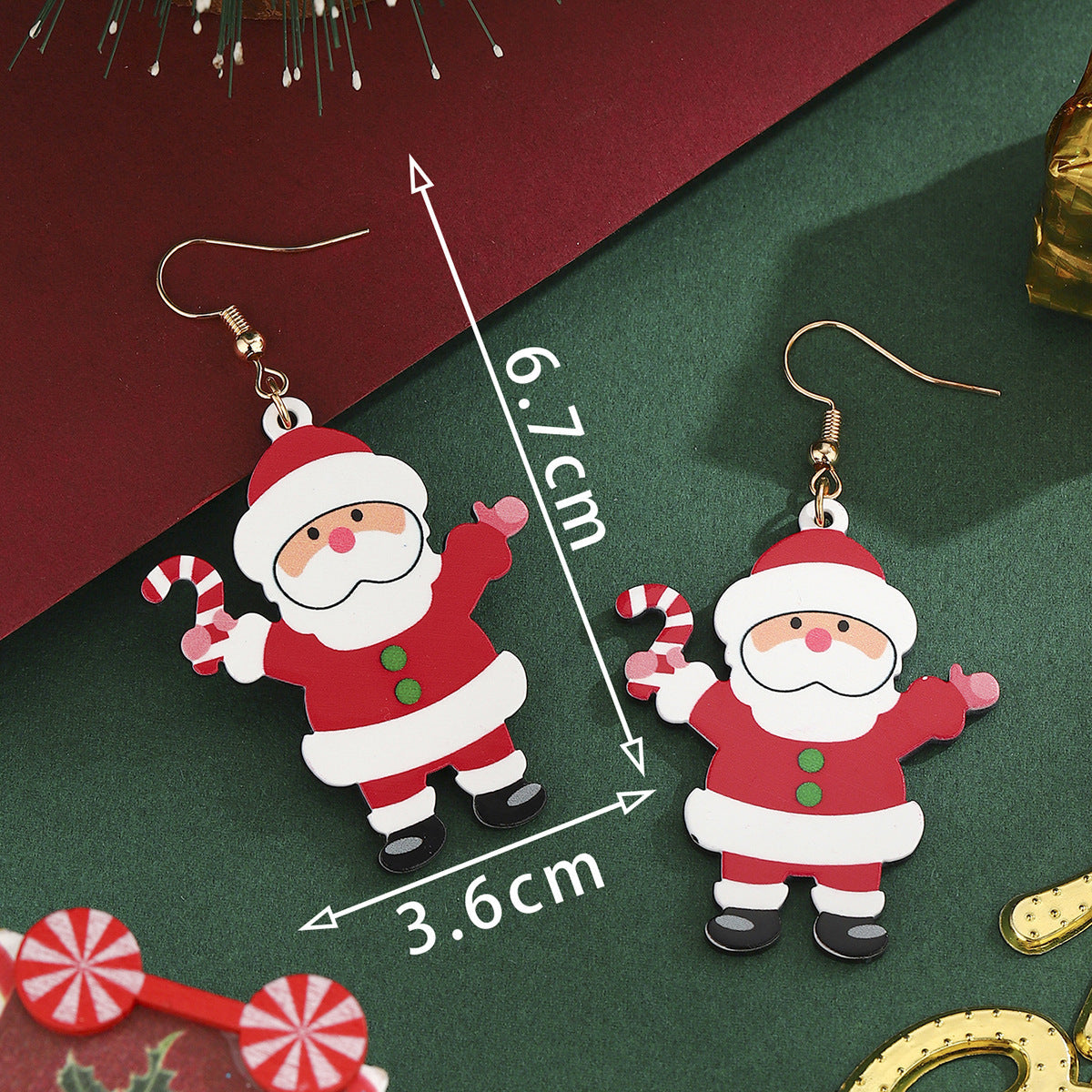 Cross-Border Personalized Christmas Alloy Earrings Christmas Hat Colorful Star Dot Diamond Christmas Tree Elk Gingerbread Man Earrings