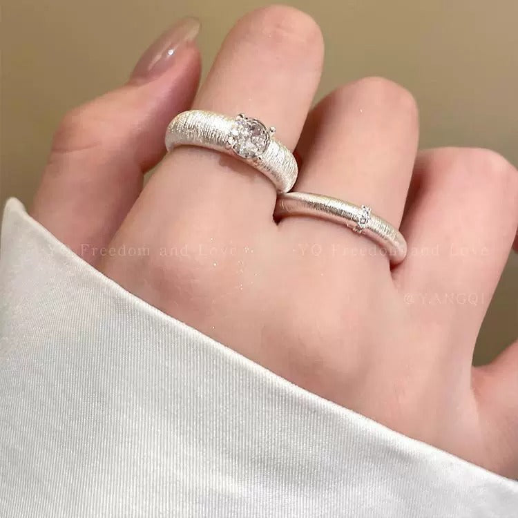 2026 New High-End Sparkling Zircon Brushed Open Ring For Women, Light Luxury Niche Index Finger Ring
