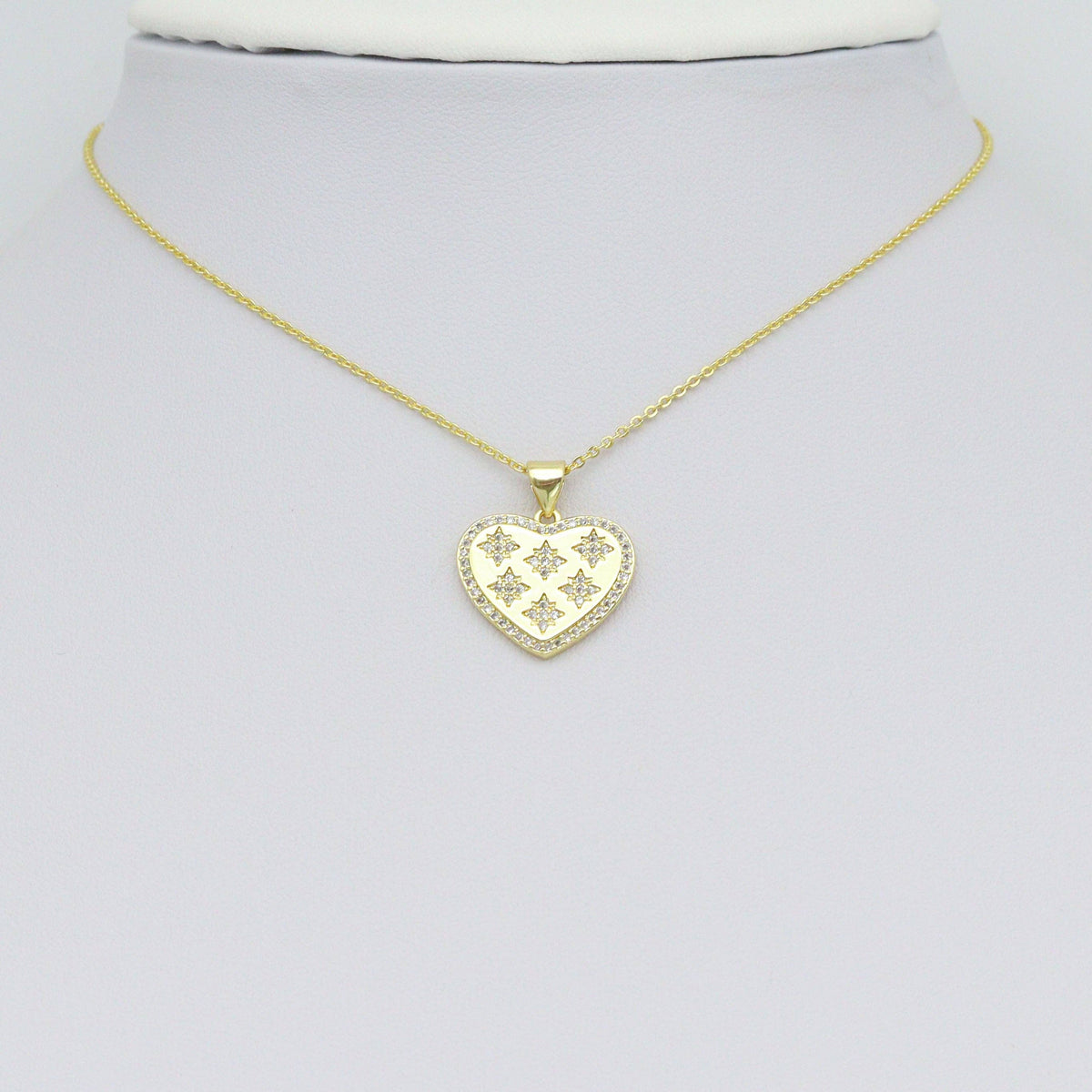 Star CZ On Heart Charm Pendant, Sku#LX774