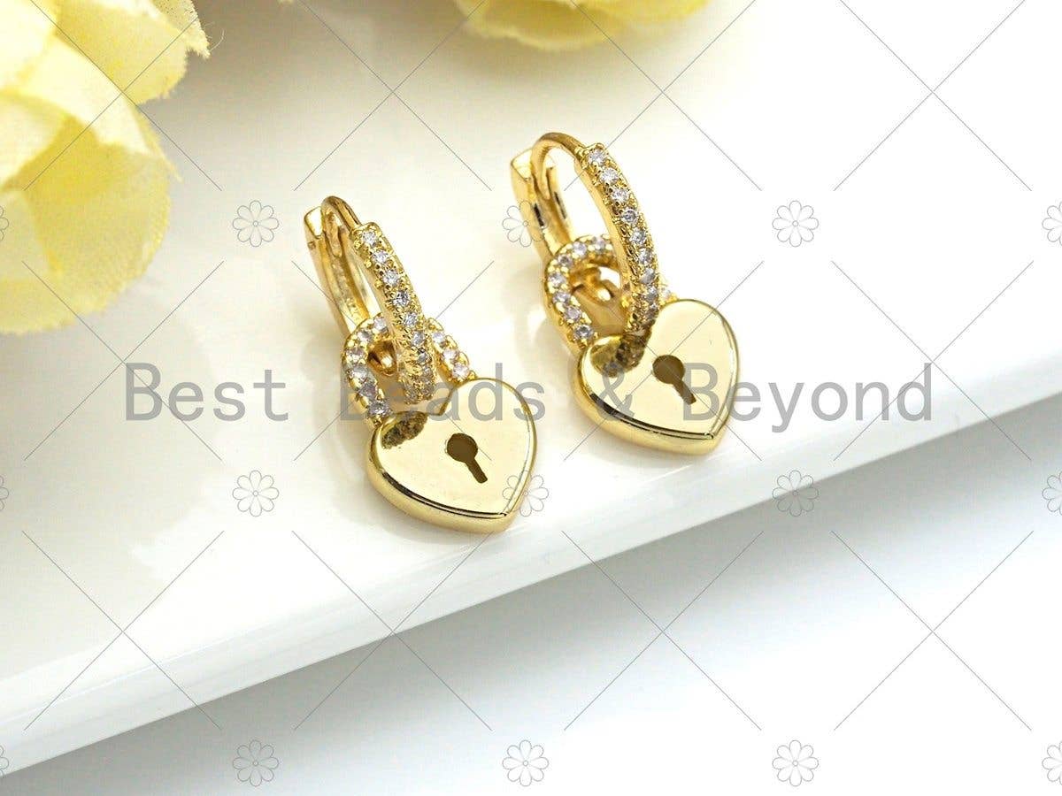 CZ Heart Huggie Earrings, Sku#O26