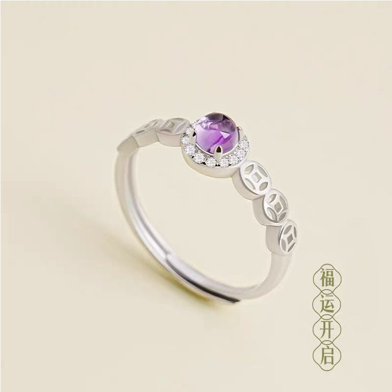 Ring Girl Wang Cai Purple Copper Coin Niche