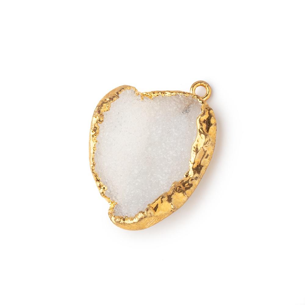 25x20x9mm 22kt Gold Leaf Edged Snow White Drusy Focal Pendant 1 piece