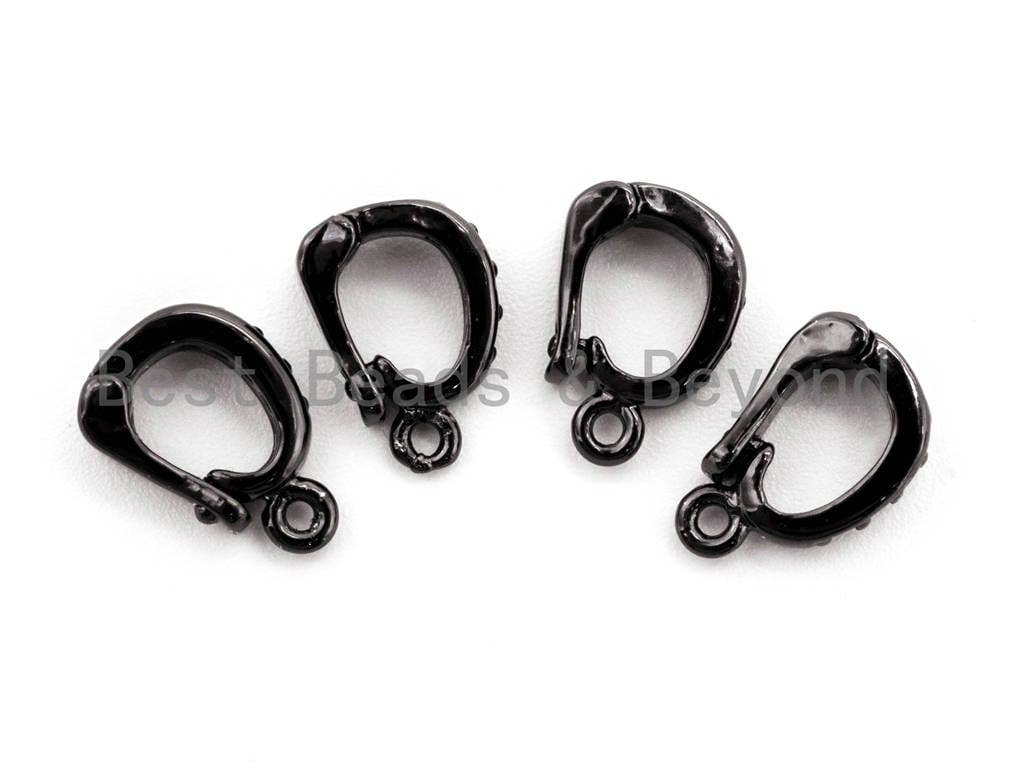 Black CZ Pave On Black Micro Pave Enhancer Bail with Latch-Back Closure, Pave Clasp, Pave Pendant Enhancer, 3x11mm,sku#H117