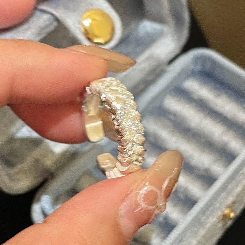 2026 New High-End Sparkling Zircon Brushed Open Ring For Women, Light Luxury Niche Index Finger Ring