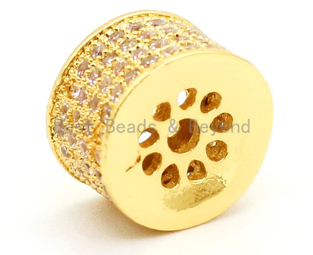 CZ Micro Pave Cylinder Spacer Beads with Clear Crystal for Bracelet/Necklace, sku#G43c
