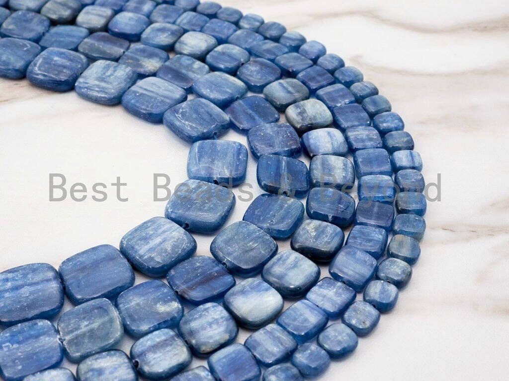 High Quality Natural Kyanite Gemstone beads, 6mm/8mm/10mm/12mm/14mm/16mm/18mm Flat Square Blue Gemstone Beads, 15.5" strand, SKU#U4