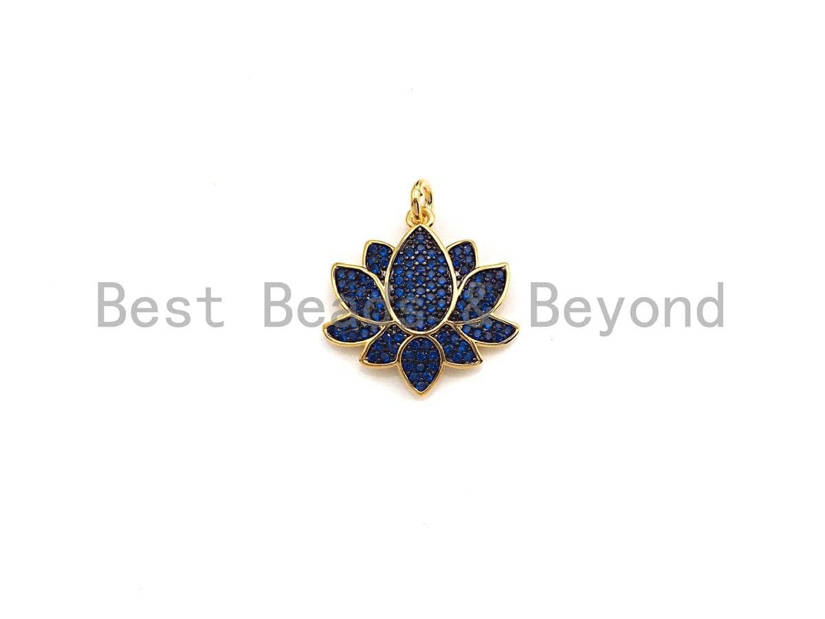 Colorful CZ Micro Pave Lotus Flower Pendant, X144/Z572