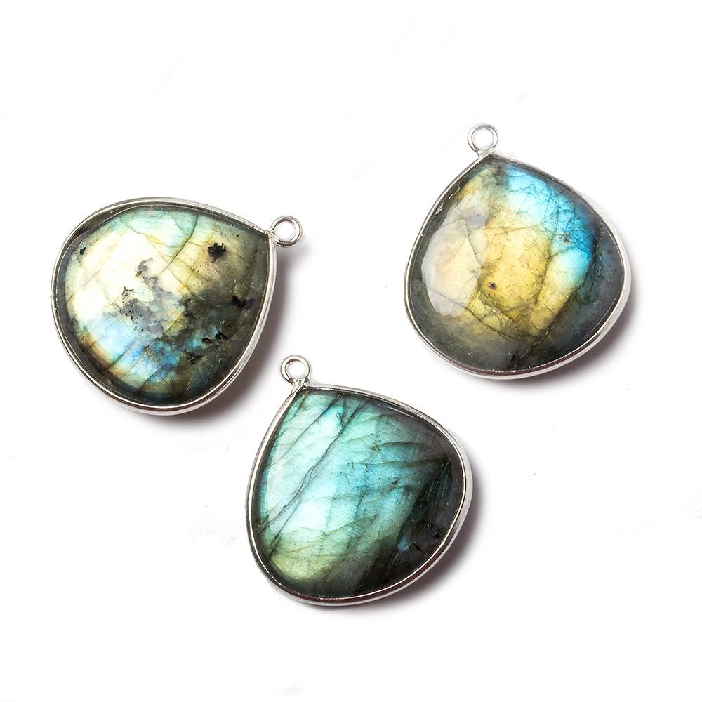 16mm Sterling Silver Bezel Labradorite plain heart Pendant 1 focal bead