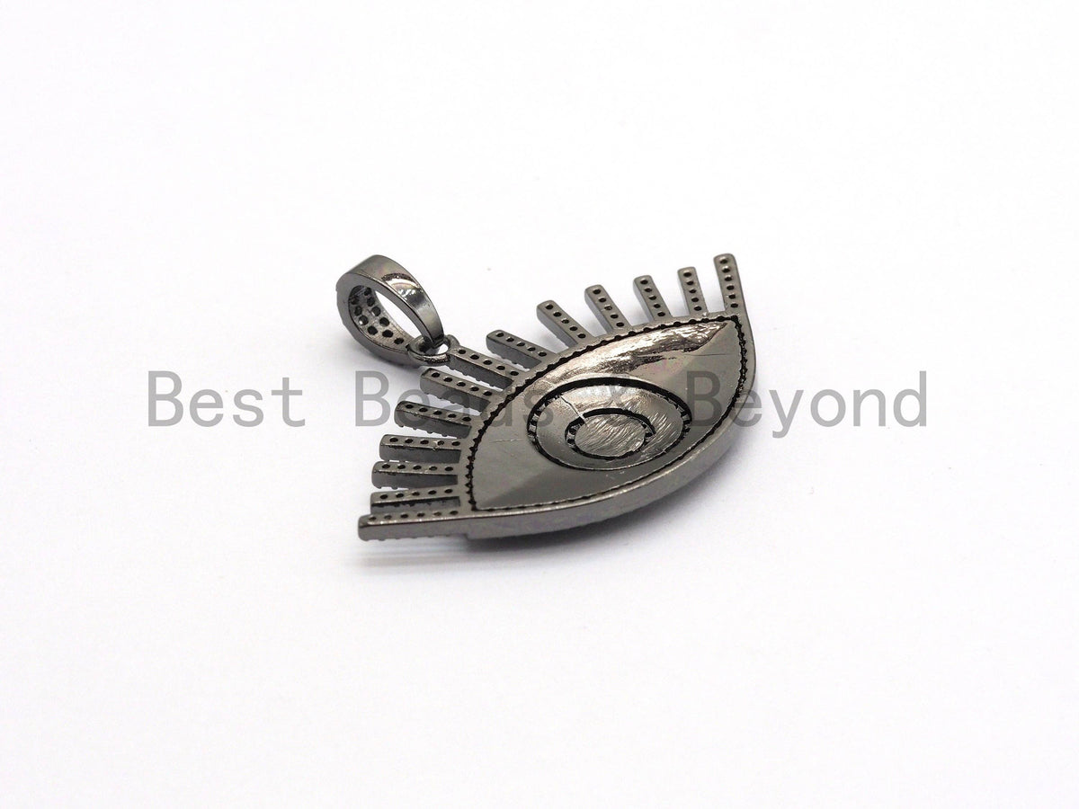 Enamel Colored Long eyelash Evil Eye Pendant/Focal,Blue/Red/Black/, CZ Micro Pave Oil Drop Eye pendant,Enamel Jewelry,26x41mm,,sku#F603