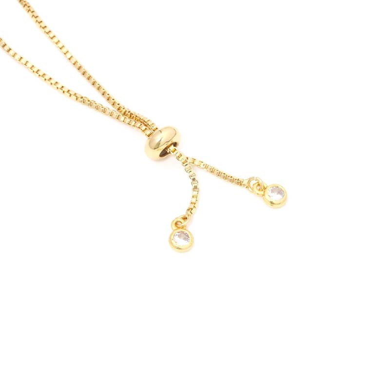 CZ Gold Silver Sliding Adjustable Bracelet, B357