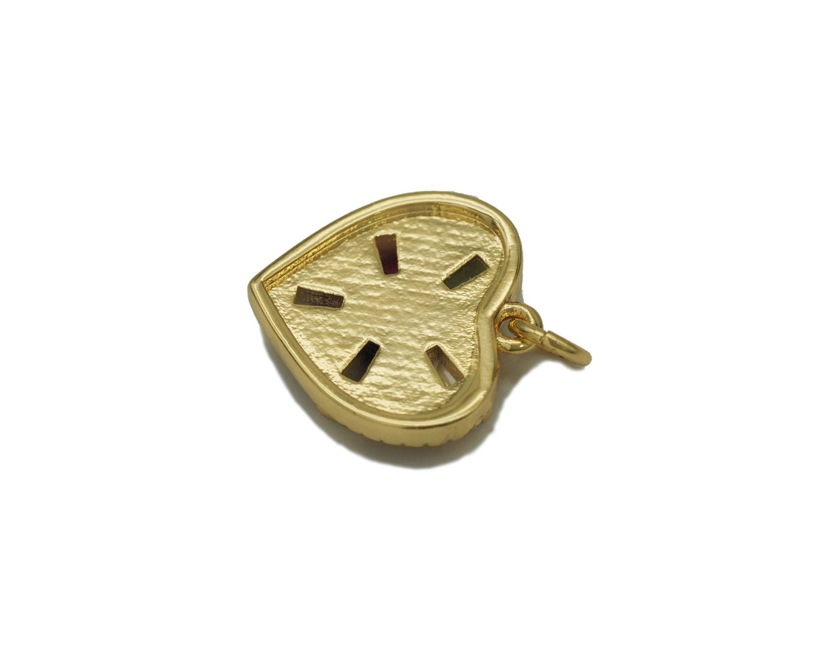 Large Trapezoid Colorful CZ Heart Charm, Sku#F1491