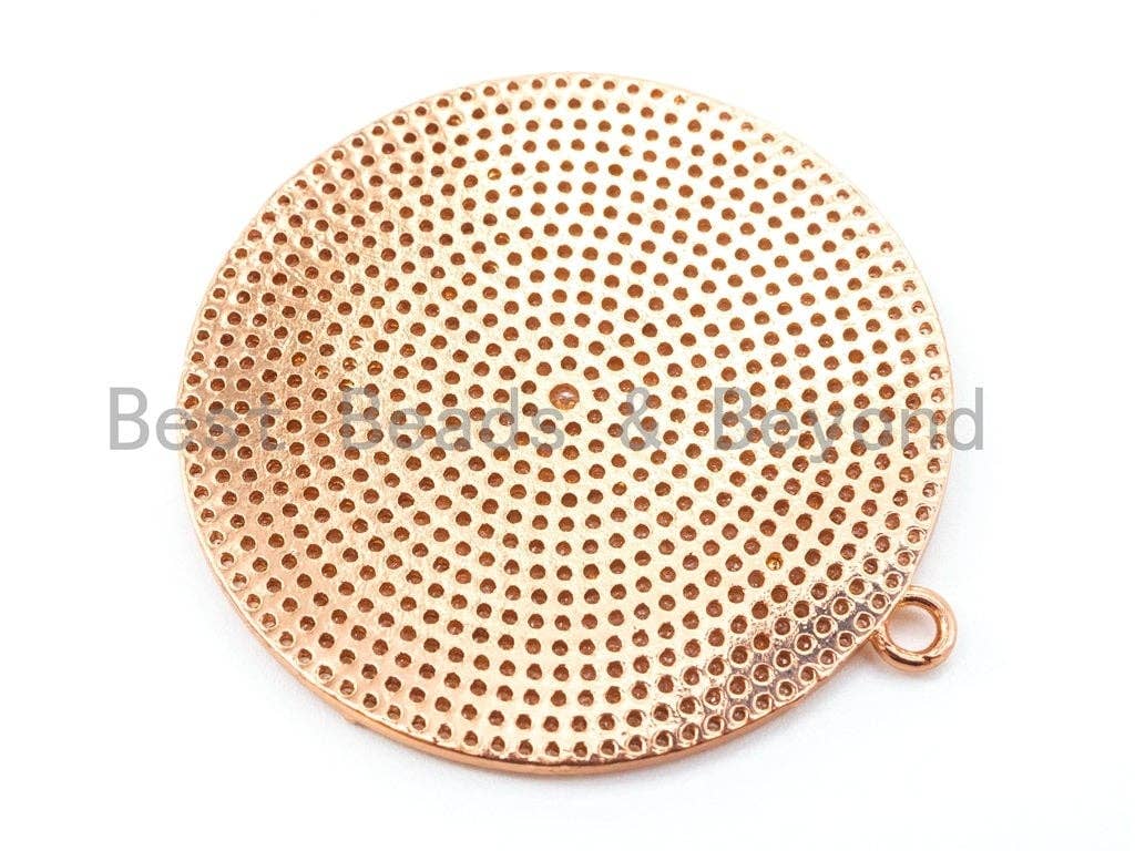 30mm/43mm CZ Fully Micro Pave Large Disc Pendant, Silver/Gold/Rose Gold/Gunmetal Tone, Cubic Zirconia Big Pave Disc Charm Pendant, sku#B3