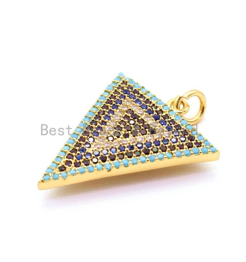 CZ Micro Pave Triangle Pendant/Charm, Bracelet Necklace Cubic Zirconia Pendant Charm, sku#F26