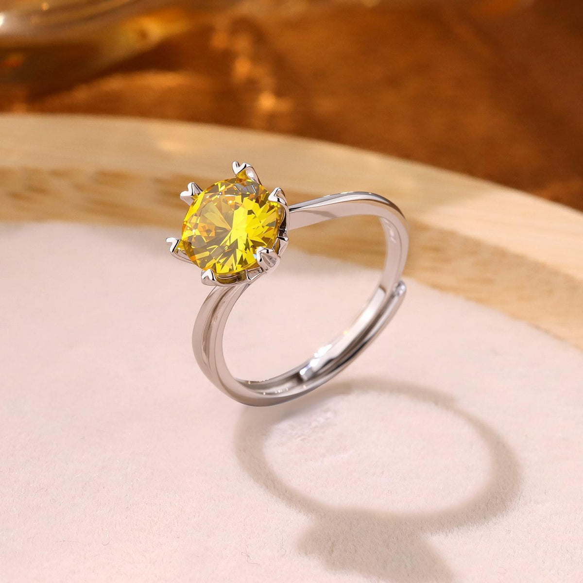 Simple And Versatile 2-Carat Designer Elegant Twisted-Style Six-Prong Ring For Women
