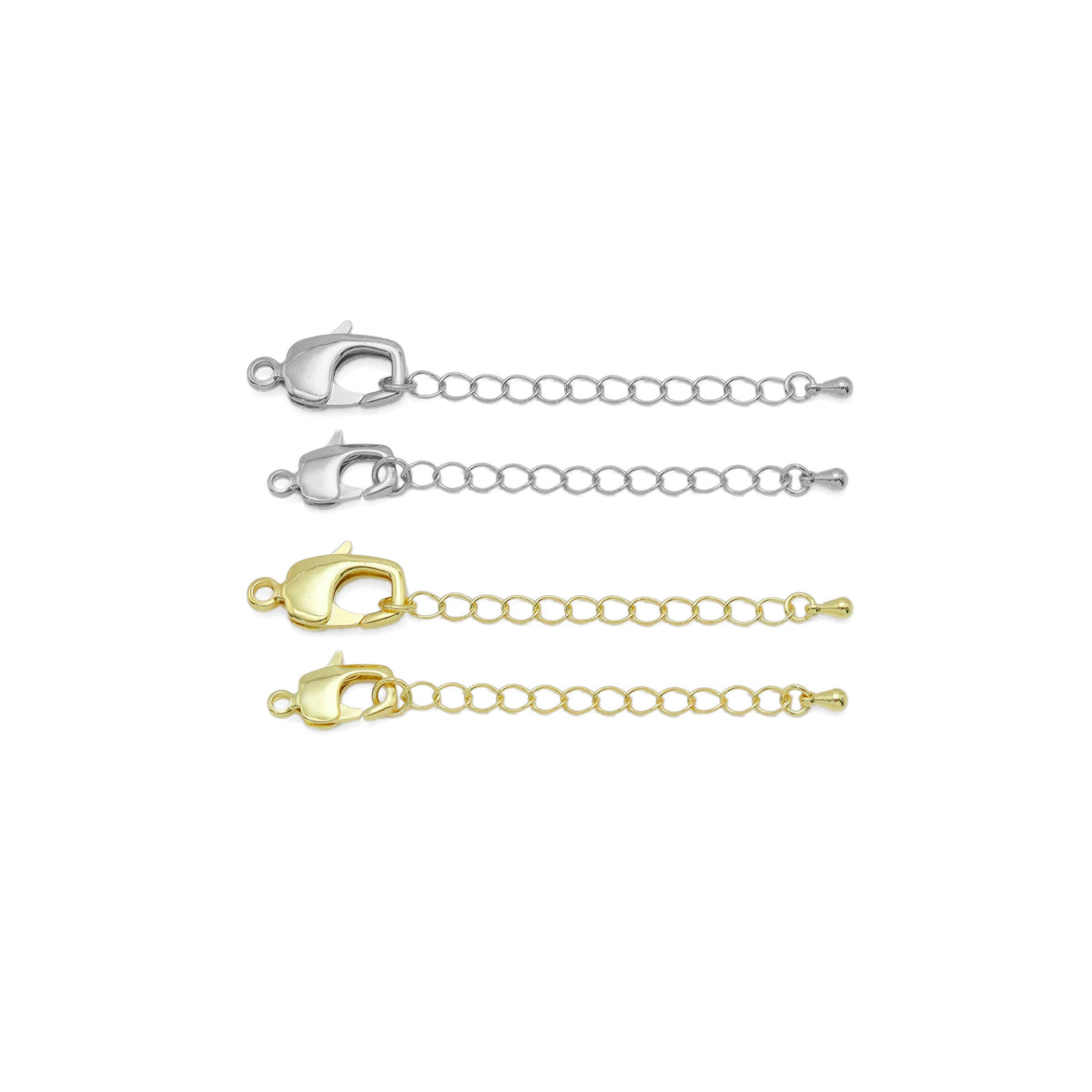 Plain Lobster Clasp with Heart Extention Chain, Gold/Silver Lobster Claw Clasps, Jewelry Components,  Sku#H330