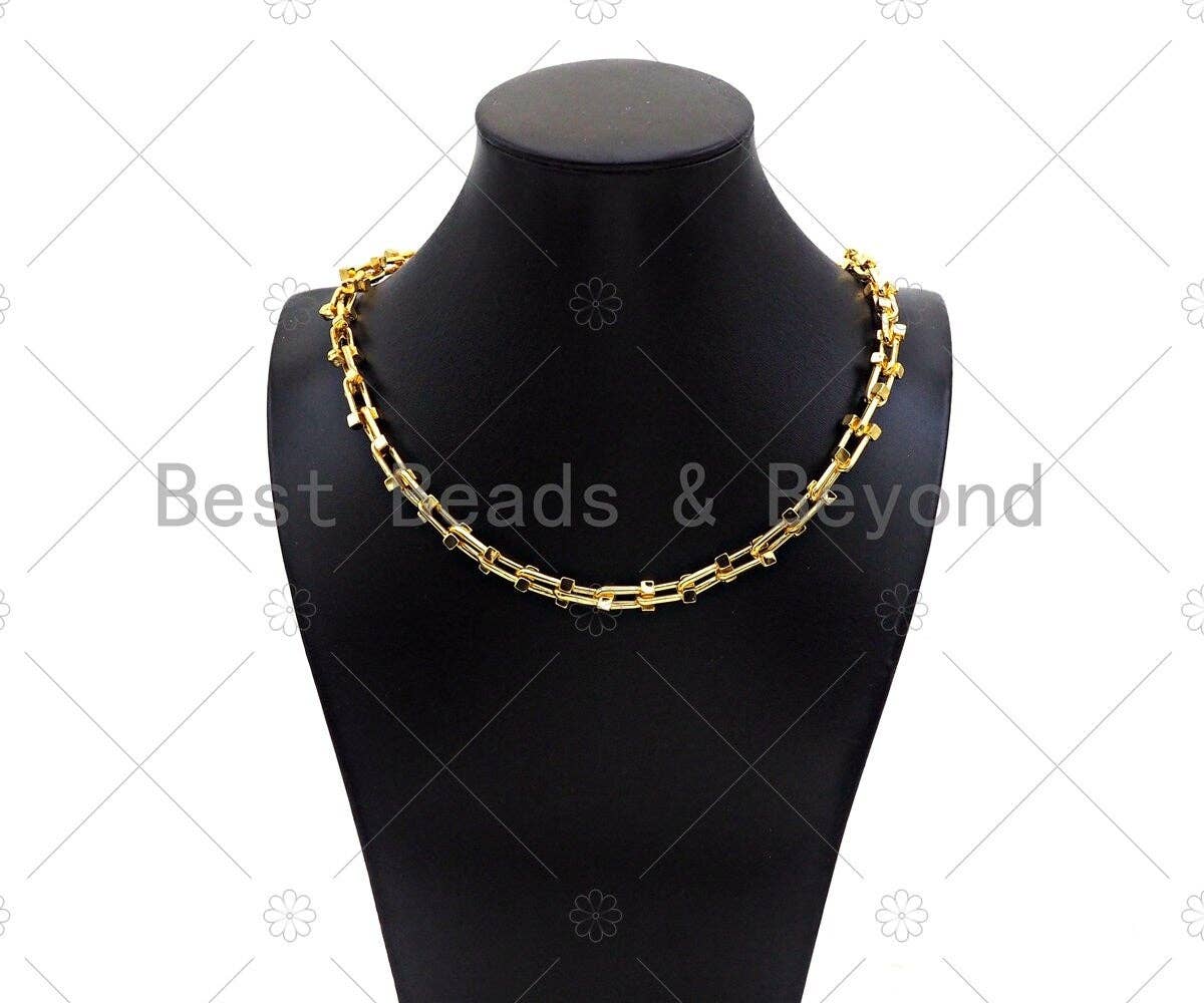 NEW STYLE U link Chain Chunky Statement Chain by Yard, U shape Bulky Link chain, Gold Filled Chain, Necklace Supplies, sku#LD116