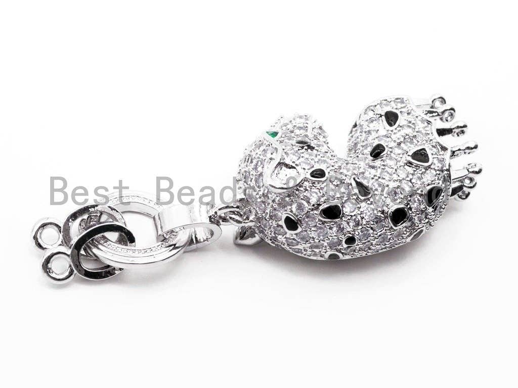 CZ Micro Pave Leopard Head Pendant/Enchancer, sku#L161