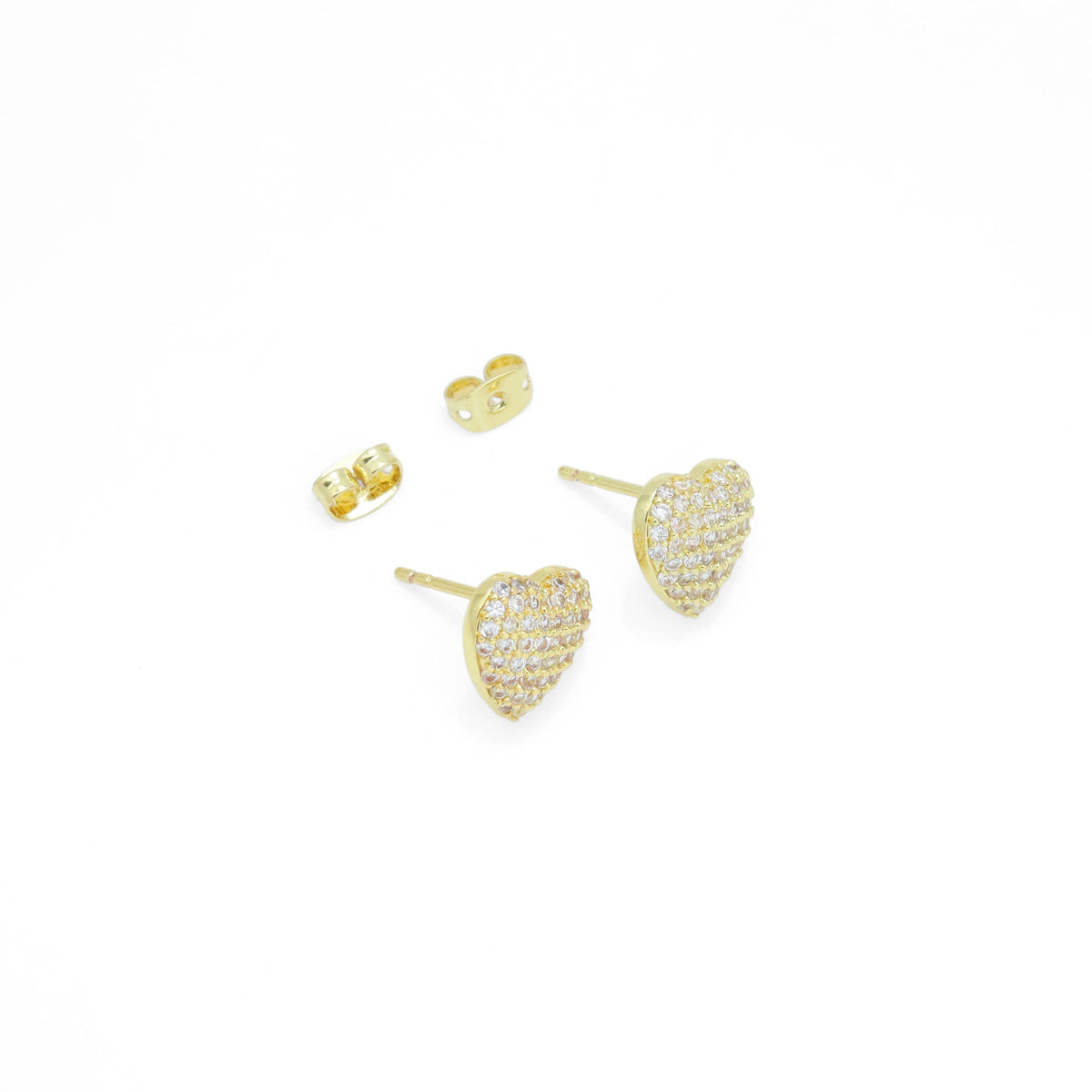 Clear CZ puffy Heart Stud Earrings, Sku#A374