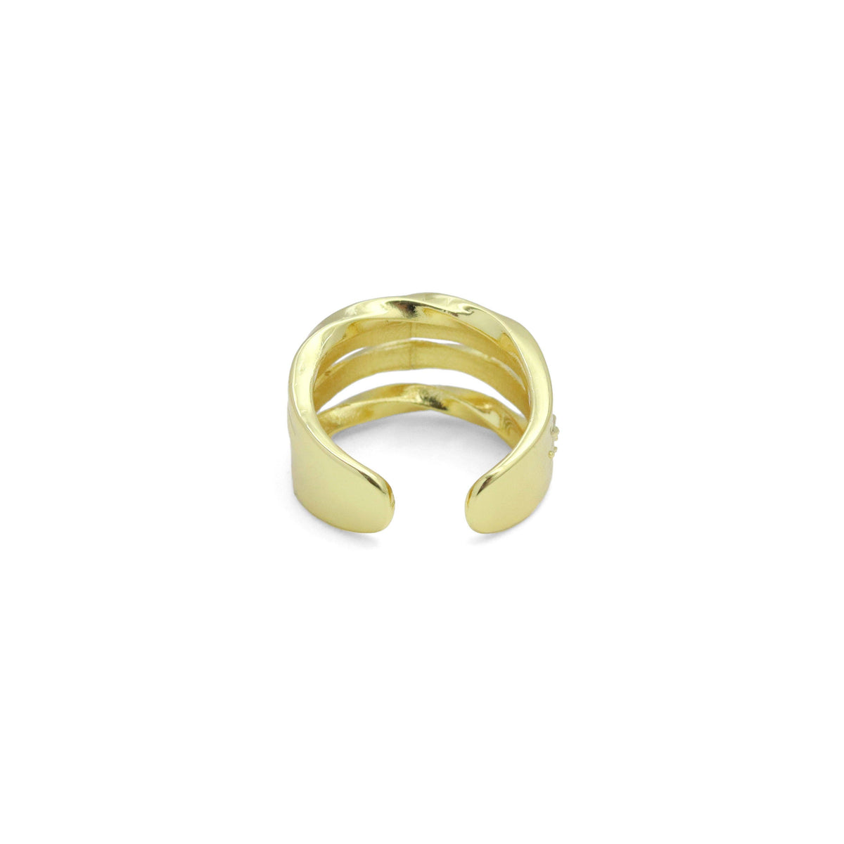 Slippy Gold Silver Twisted multiline Ring, Sku#A397