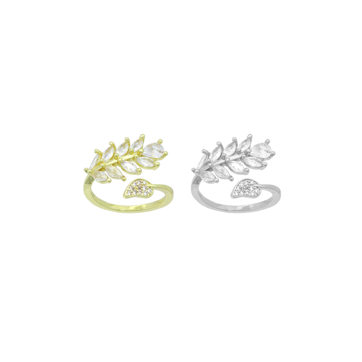 Clear CZ Wheat leaf Statement Adjustable Ring, Sku#A492