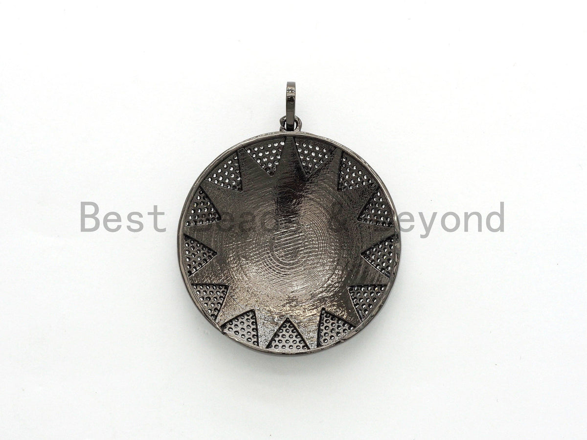 NEW Enamel Black Round Star Pendant,CZ Micro Pave Oil Drop Round pendant,Enamel pendant,Enamel Jewelry,40x43mm,sku#F590