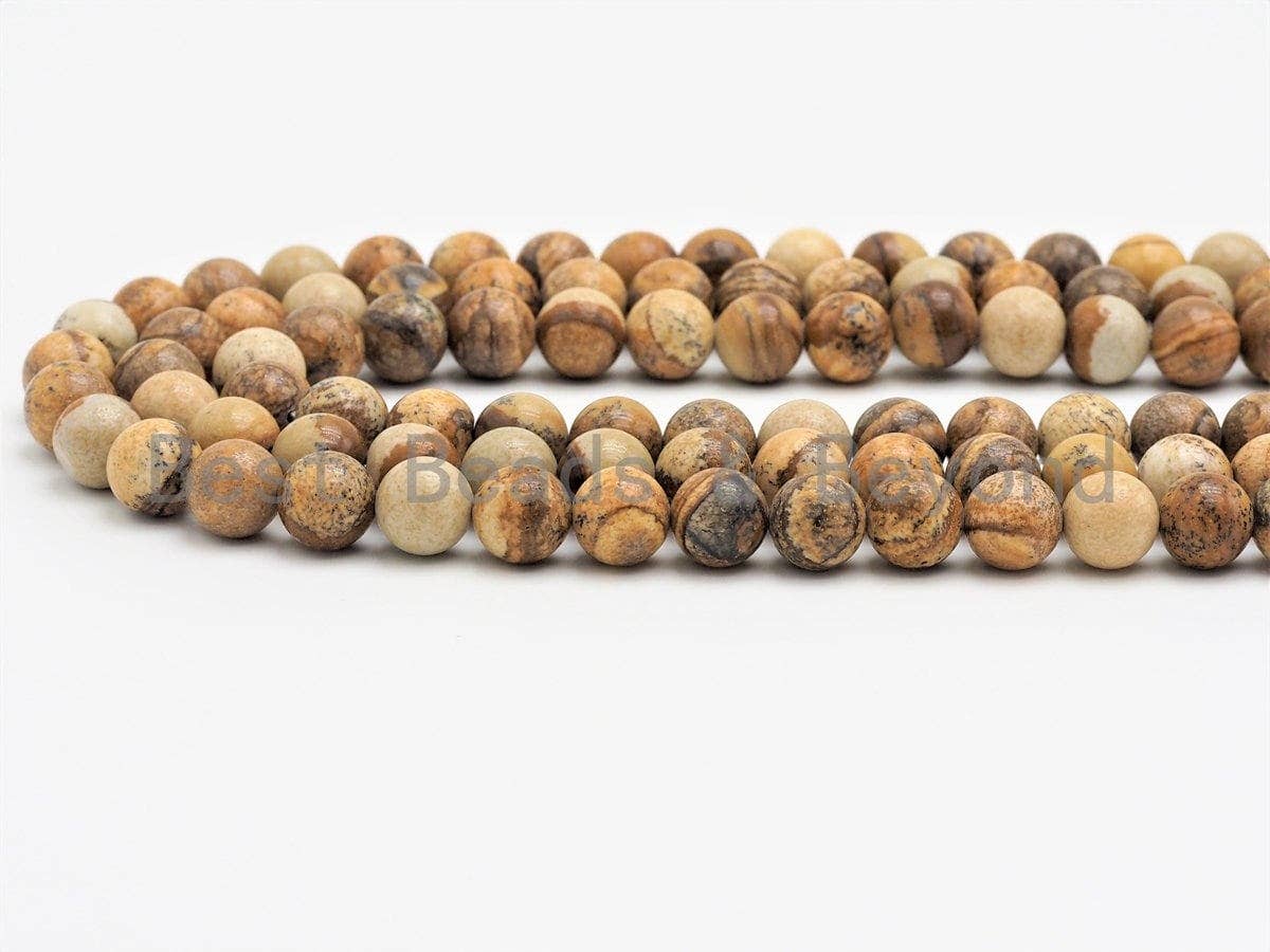 Quality Natural Picture Jasper Beads, Round Smooth 6mm/8mm/10mm/12mm beads, Brown Gemstone, 15.5inch strand, SKU#U424