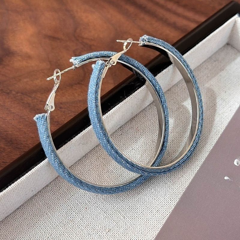 2026 Denim Hoop Earrings, European Style Bold Stage Jewelry