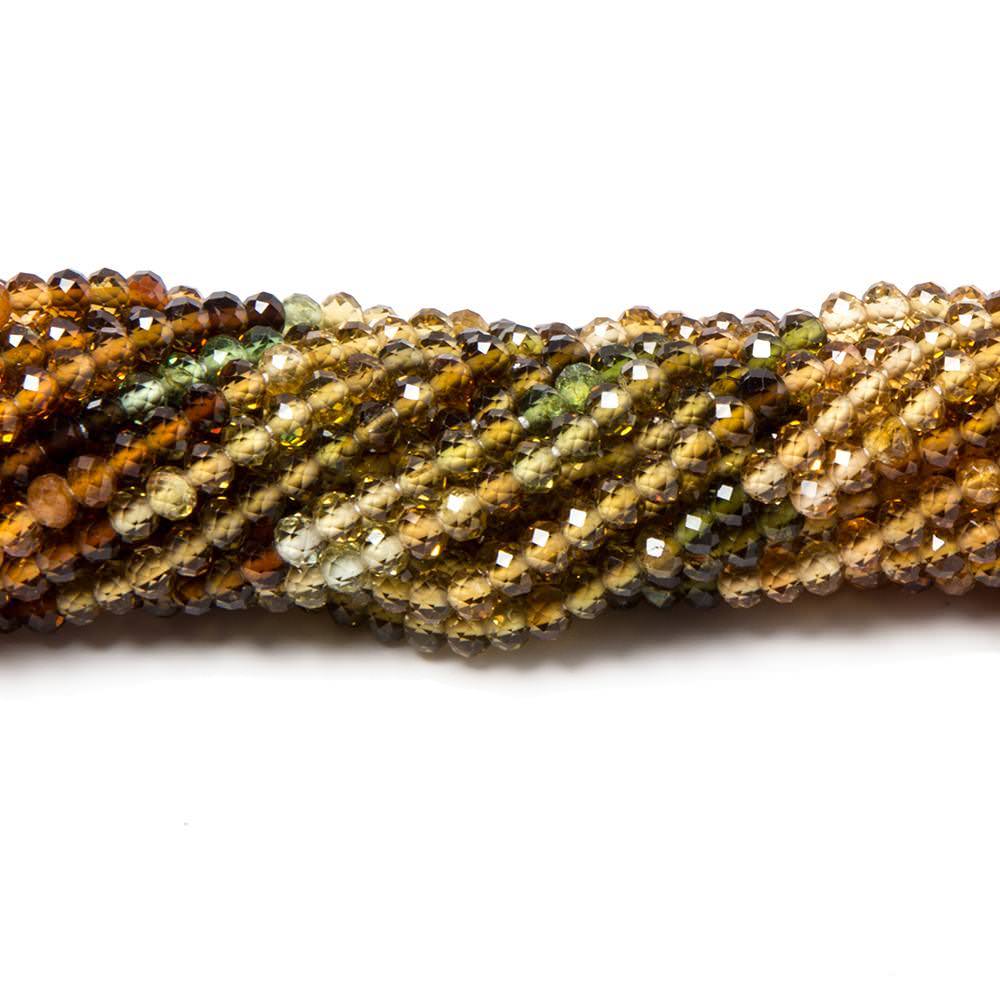 2.8mm Multi Color Tourmaline Micro Faceted Rondelle Beads 15 inch 170 pcs