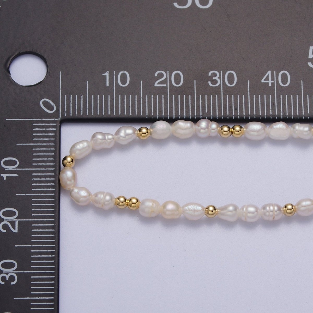 2.8mm White Freshwater Pearl Gold Filled Spacer Bead 17.4 Inch Choker Necklace | WA-1422 Clearance Pricing