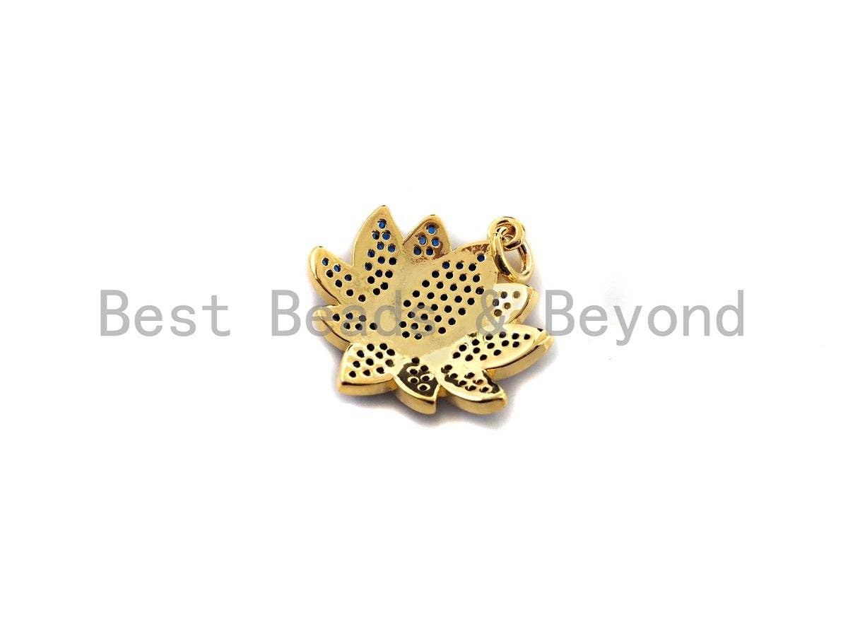 Colorful CZ Micro Pave Lotus Flower Pendant, X144/Z572