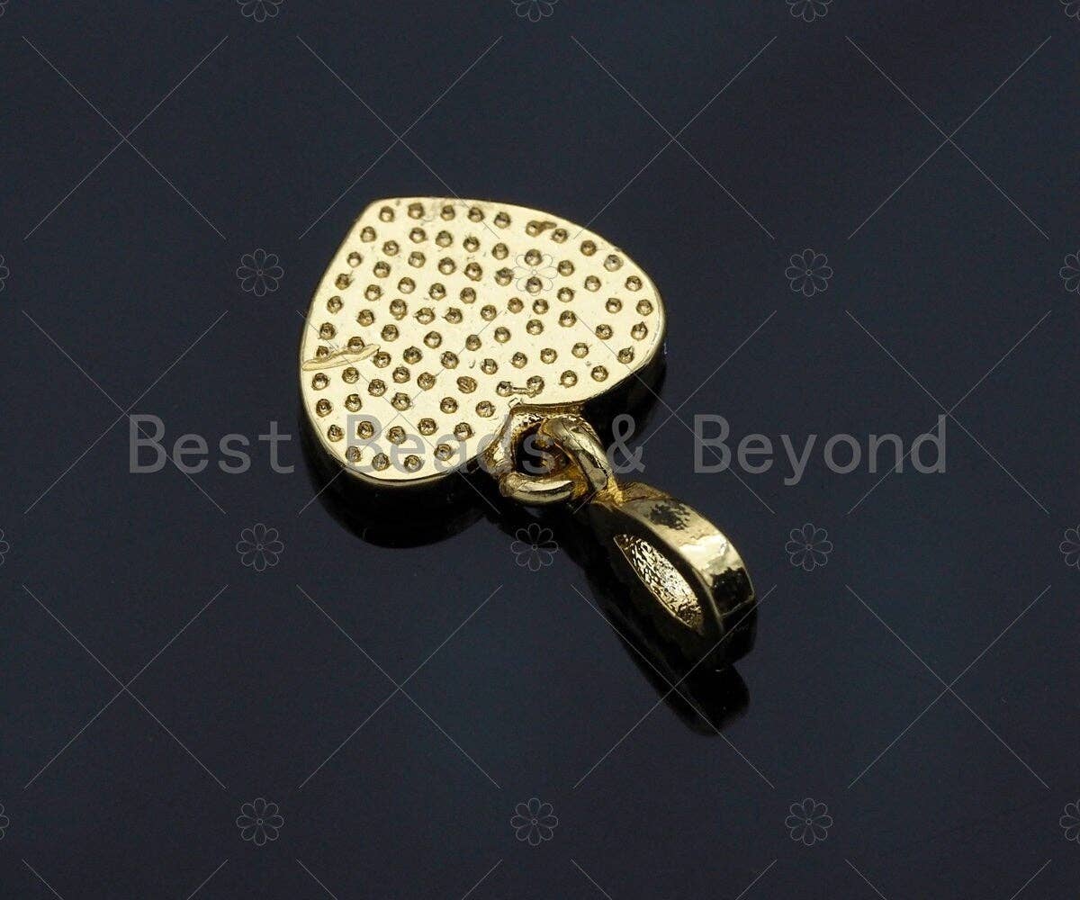 18K Gold Finish Enamel Heart Pendant, Black/Pink/White/Red Heart charm, 12mm, sku#JL05