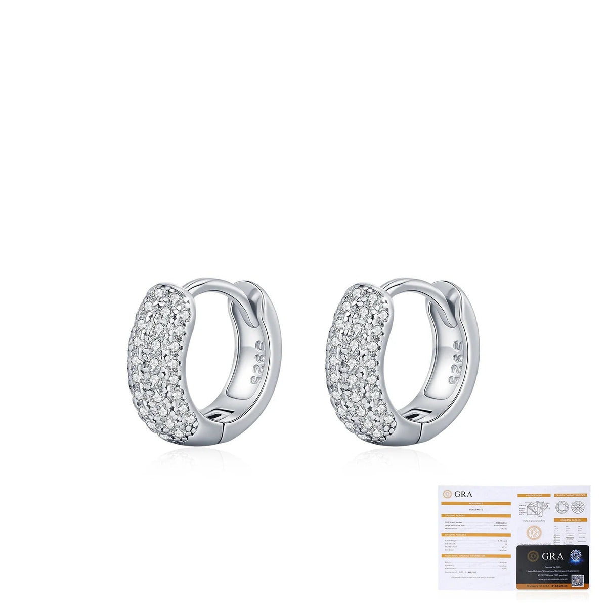 Geometric D-Color VVS1 Moissanite Hoop Earrings in Sterling Silver – Minimalist Stackable Ear Cuffs