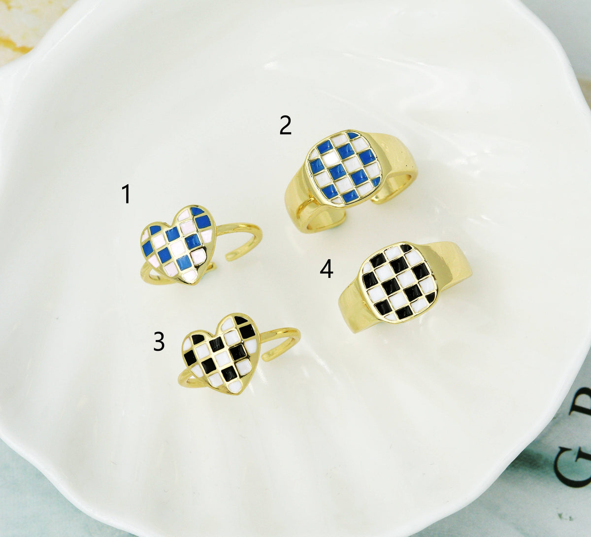 Gold Mosaic Title Heart Ring, Sku#FH202