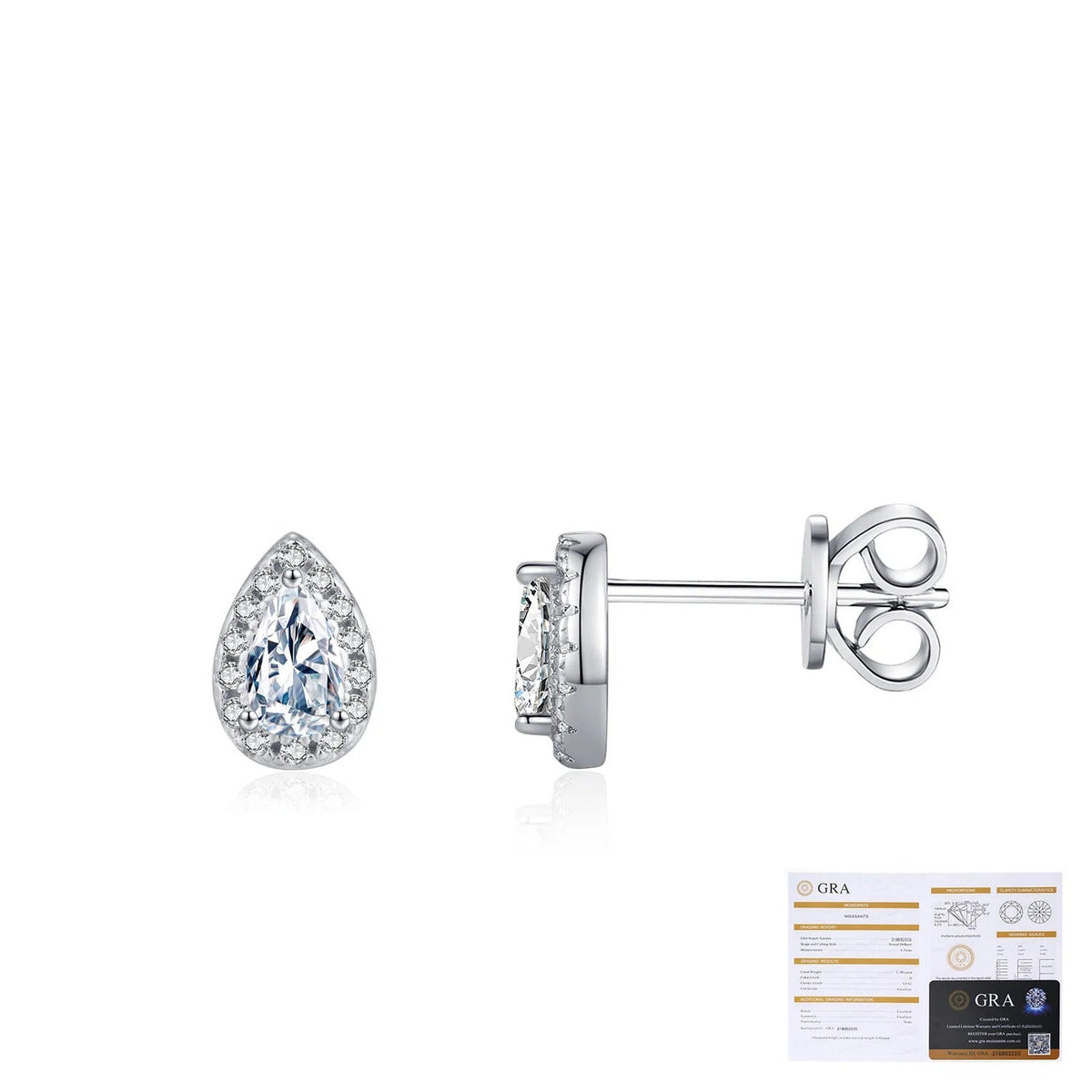 Teardrop D-Color VVS1 Moissanite Stud Earrings in Sterling Silver – Old Money Aesthetic