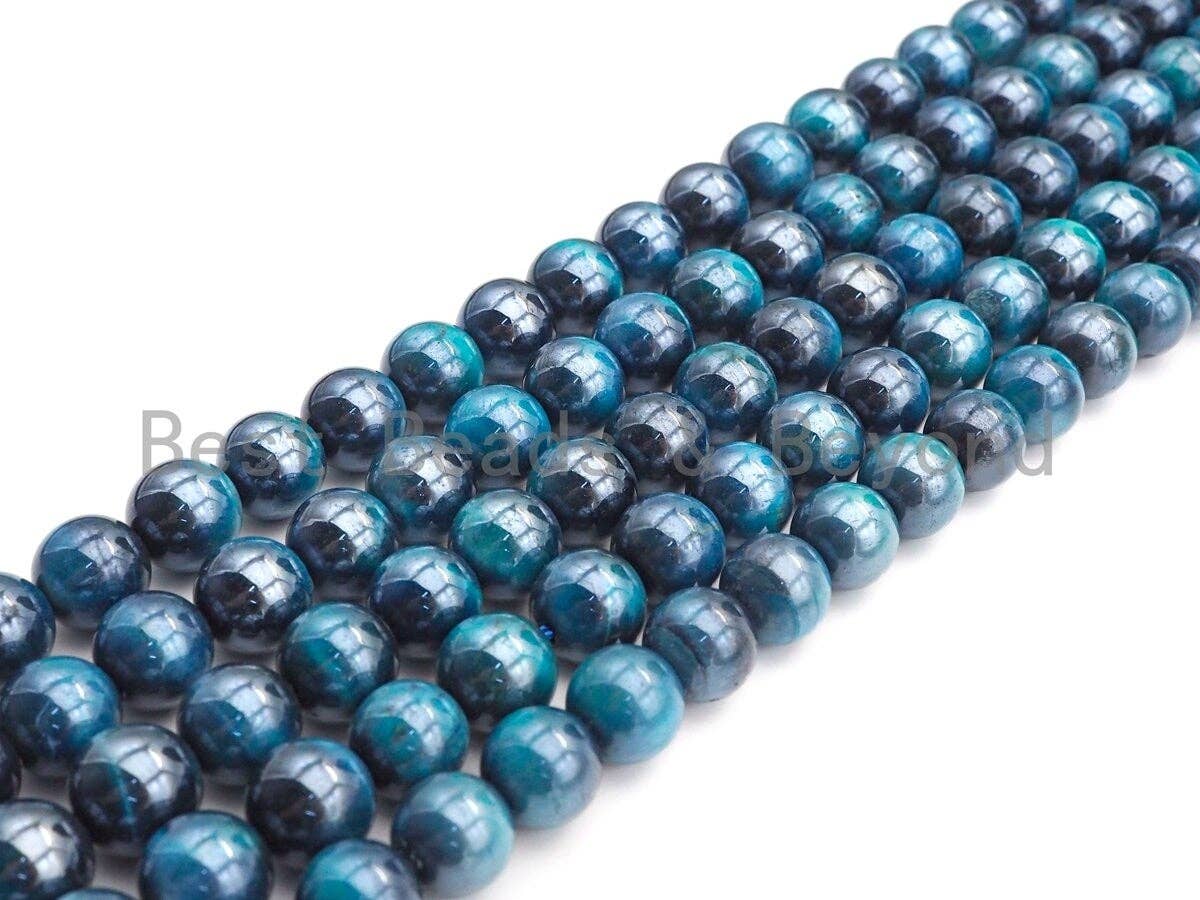 Mystic Plated Tear Tiger Eye Beads, Round Smooth 6mm/8mm/10mm/12mmTear Blue Tiger Eye, 15.5" Full Strand, Sku#UA74