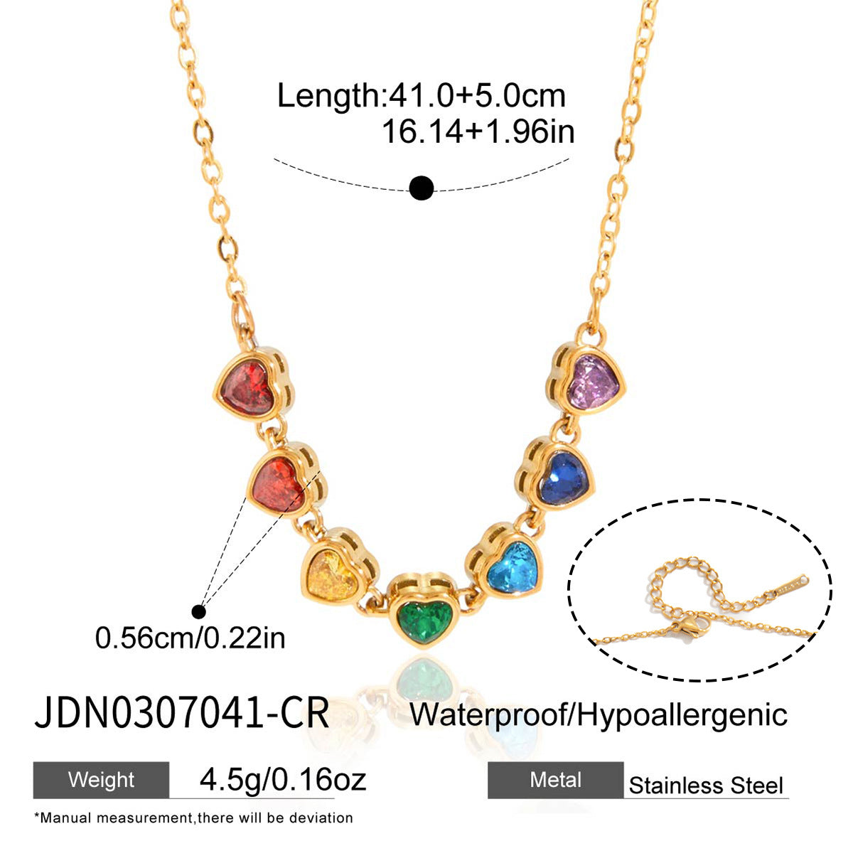 Spring Summer Vacation Jewelry Titanium Steel Colorful Zircon Necklace Light Luxury