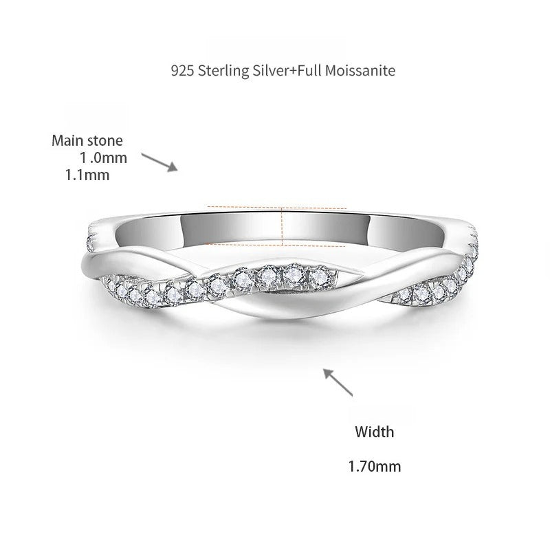 Princess-Cut Moissanite Ring Set – 2ct Solitaire Engagement Ring + Matching Stackable Band