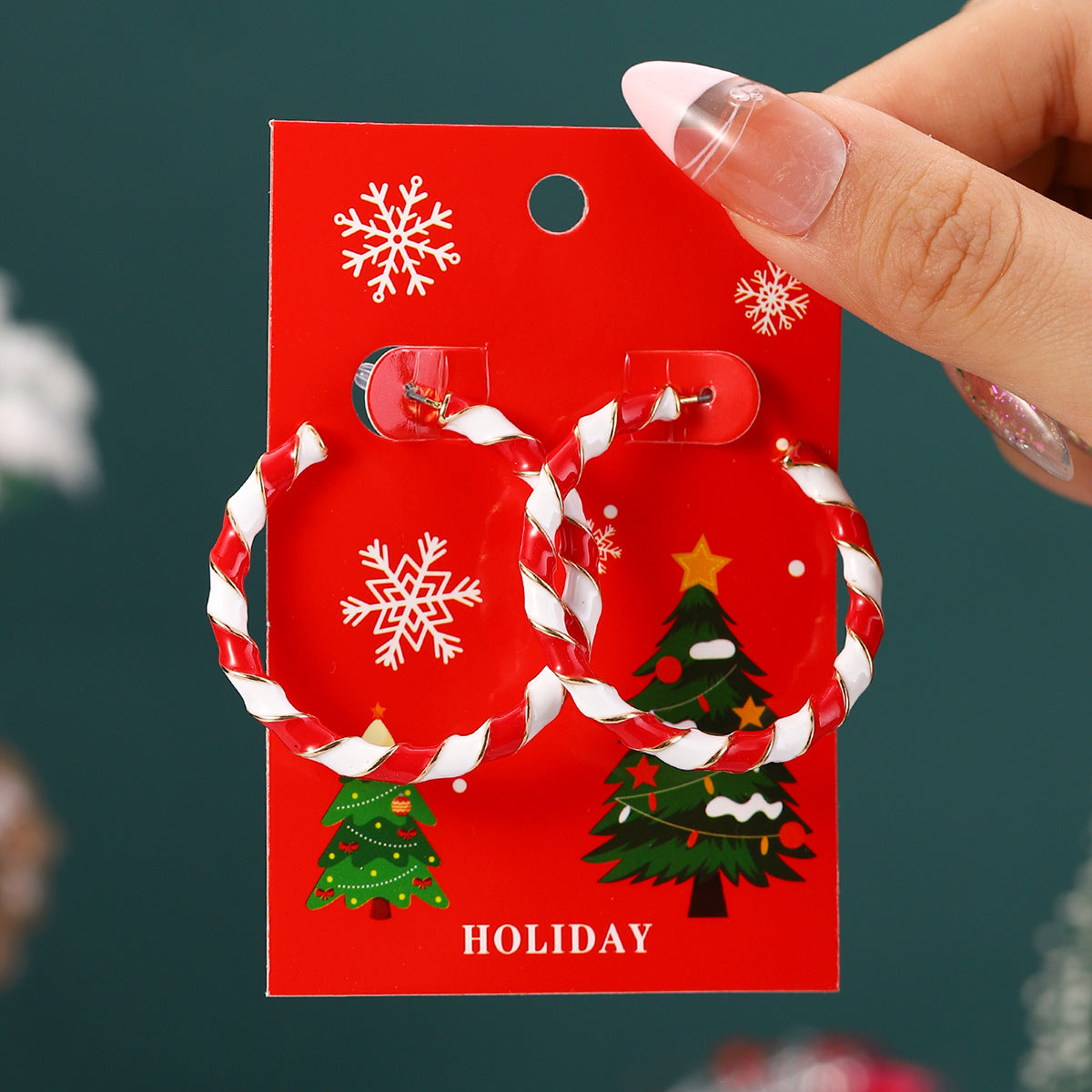 European And American Cross-Border Hot Selling New Christmas Pendant Earrings Cartoon Diamond Alloy Material Christmas Earrings Series Wholesale