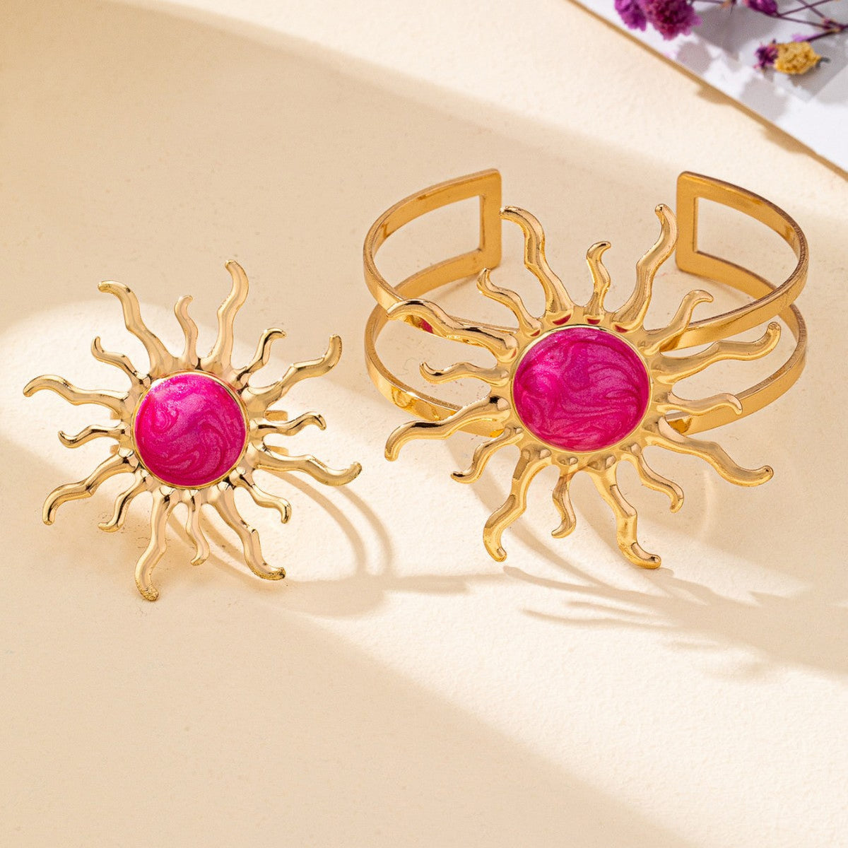 Elegant And Stylish Sunflower Bracelet And Ring Jewelry Set For Women