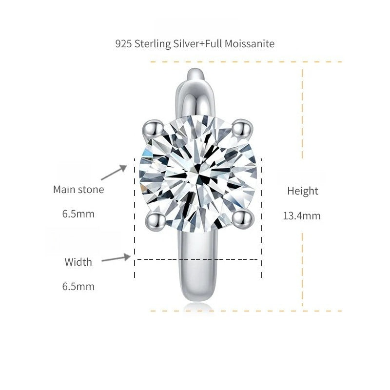 Classic Four-Prong D-Color VVS1 Moissanite Stud Earrings — 1+1 Carat Total Weight, 925 Sterling Silver with 18K Gold Plating