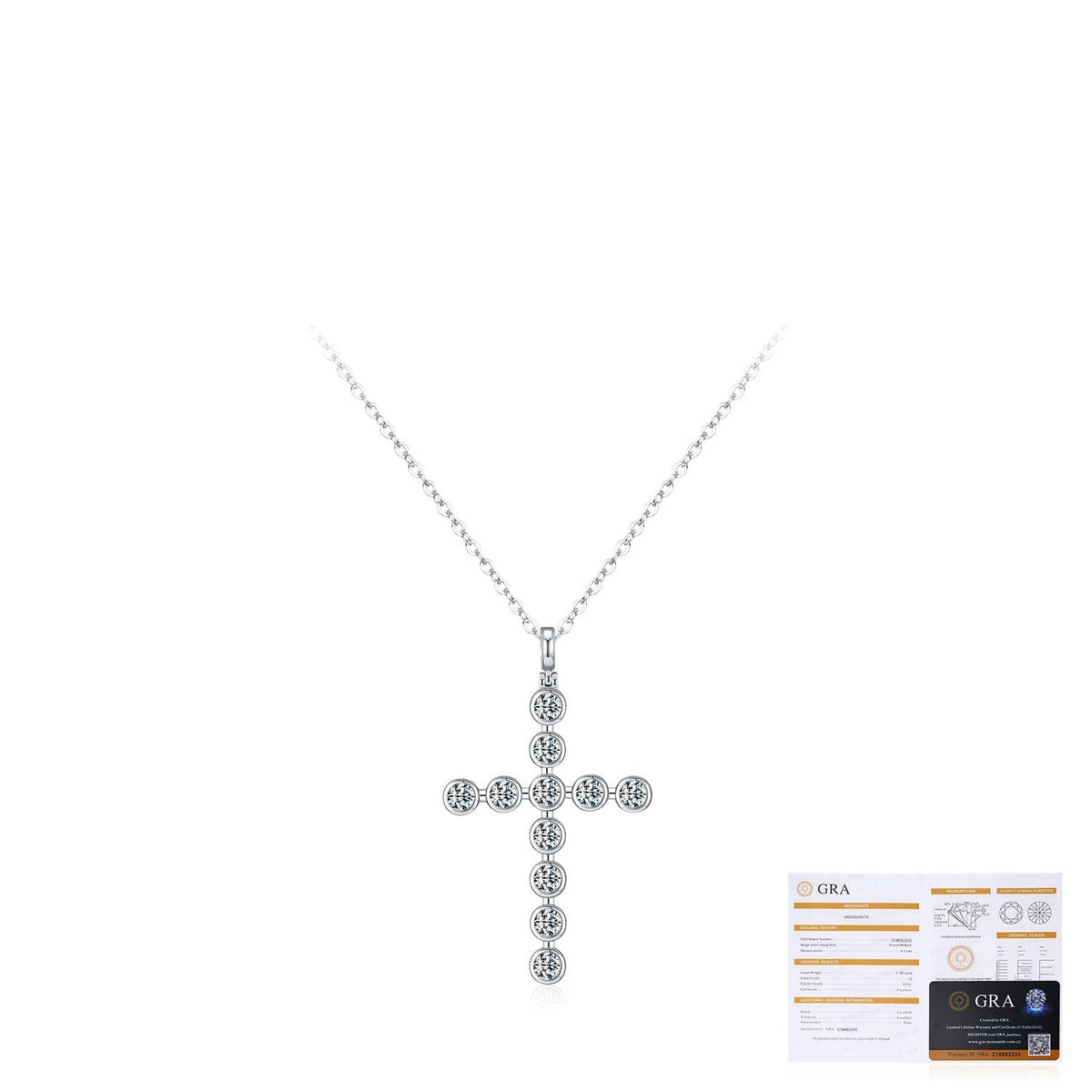 Geometric Cross Necklace with VVS1 D-Color VVS1 Moissanite Stones in Sterling Silver