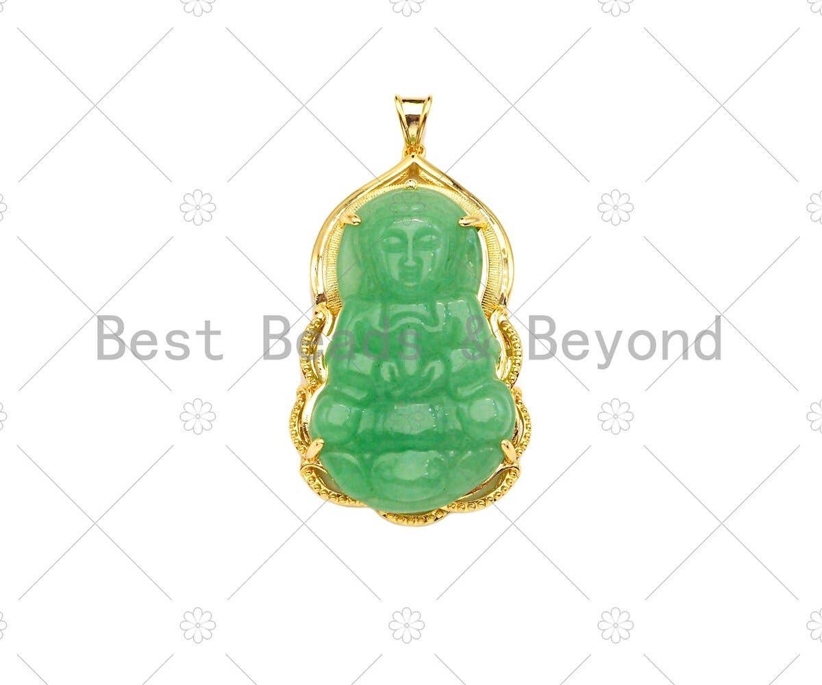 Green Jade Guan Yin Pendant, Sku#U1097