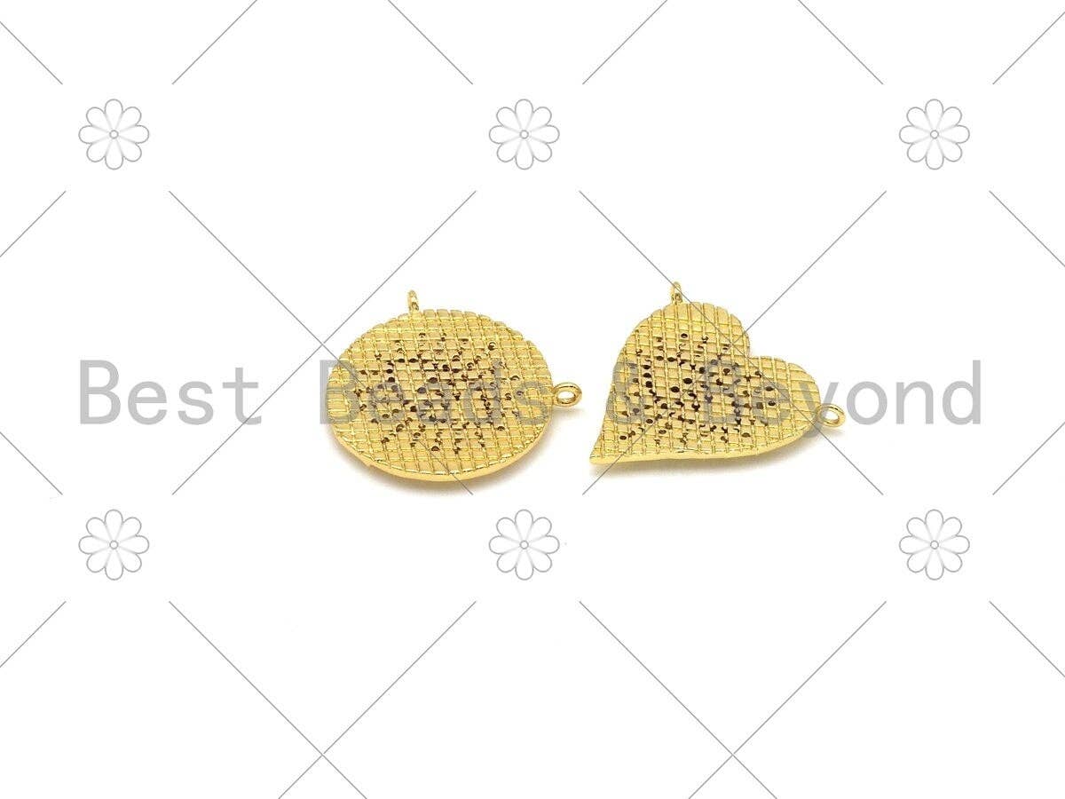 CZ Micro Pave Evil Eye On Round/Heart Shape Pendant,18K Gold Filled Evil Eye Charm, Necklace Bracelet Charm Pendant,22mm/23x25mm,Sku#LK382