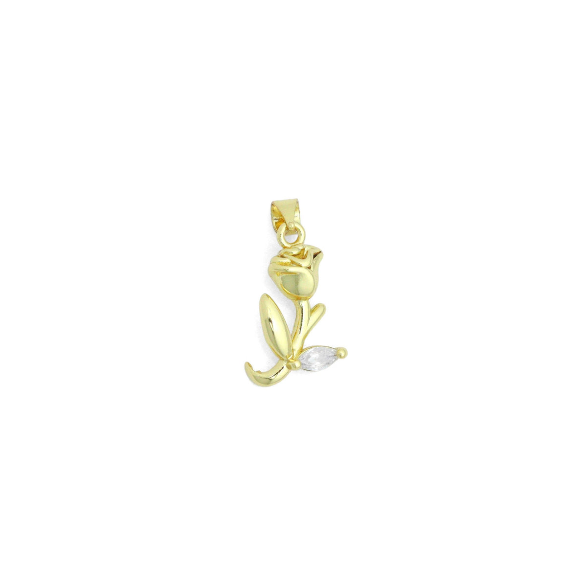 3D Gold Rose Flower Charm Pendant, Sku#LK1158